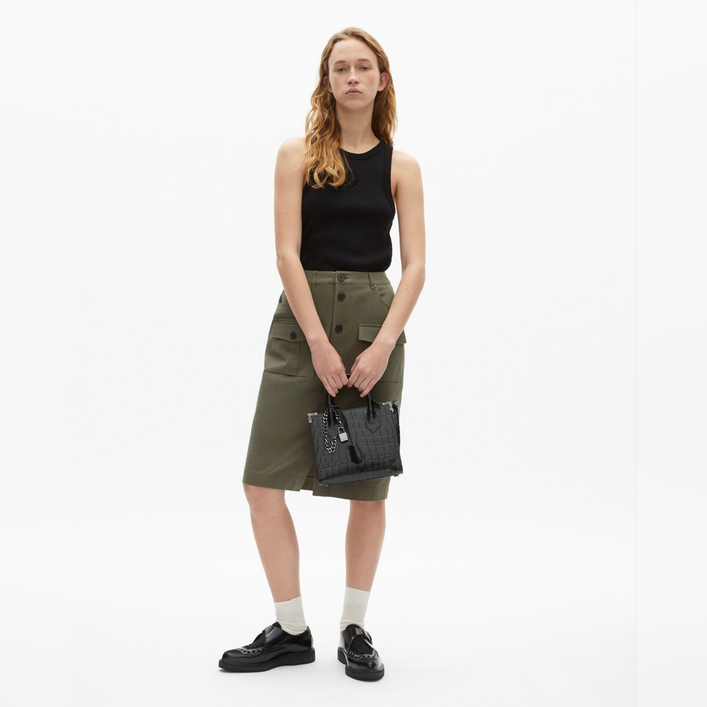Ming crocodile effect bag in black leather - Picture 6 of 9